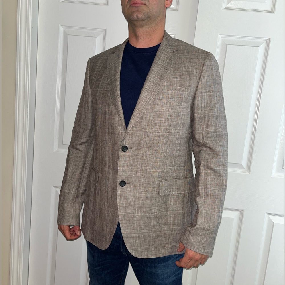 SALVATORE FERRAGAMO Blazer Sz 54  Men’s Jacket Linen Beige Tan Large